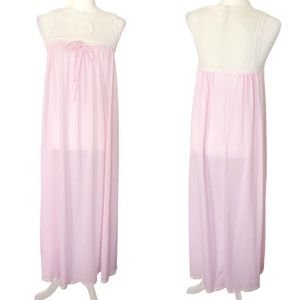 Vintage Babydoll Pink Floral Lace Crochet Nightgown Size Small